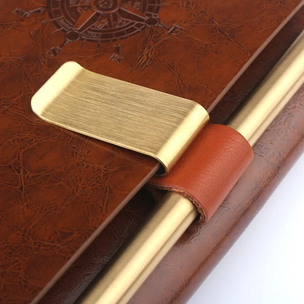 

4Pcs Metal Pen Holder Brass Pencil Clip Vintage Diary Notebook Pen Loop Spiral Loose Leaf Memo Clip Size M Portable Writing Tool