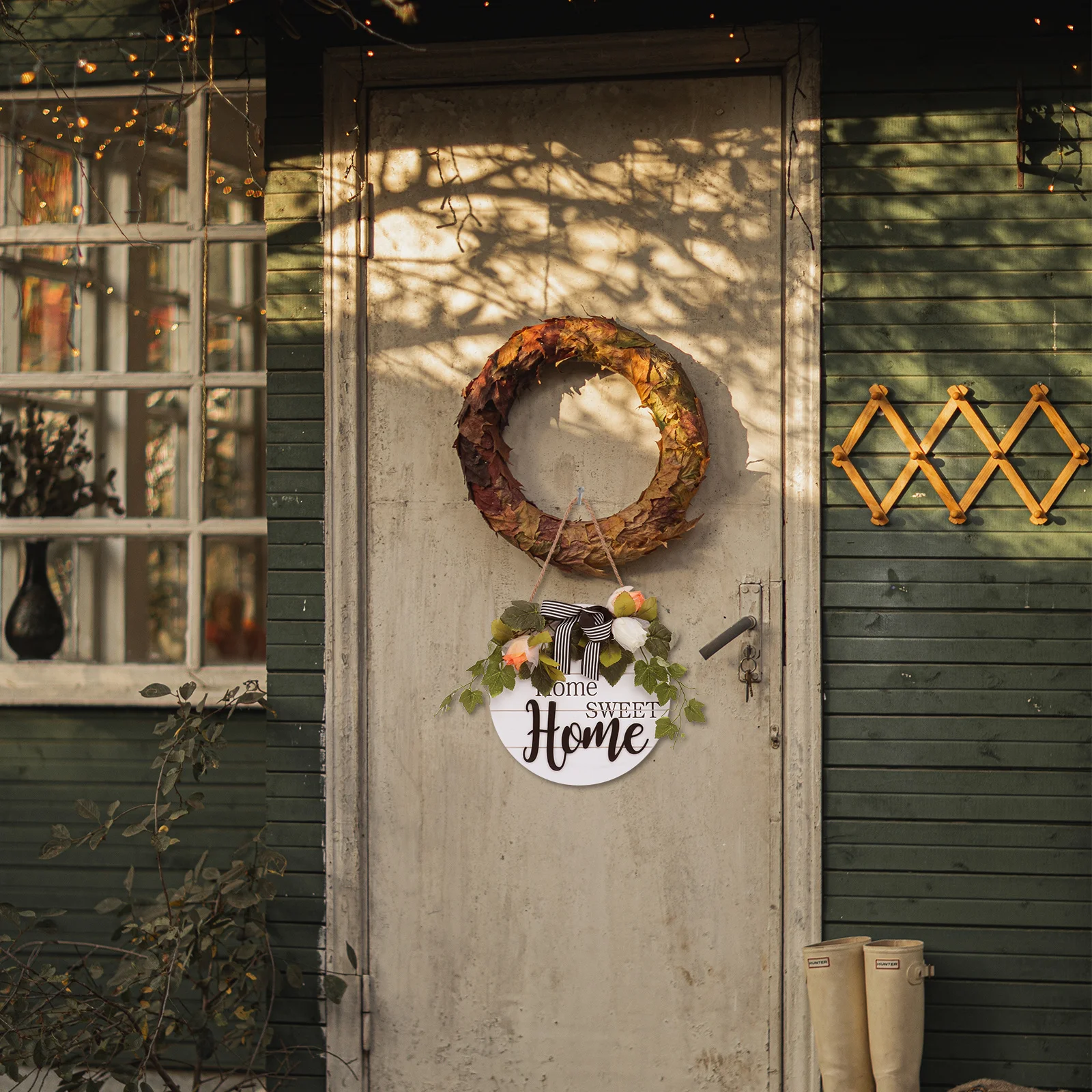 

Artificial Door Garland Wreaths Simulated Garlands Decorative Pendant Adornment Welcome Wooden Sign