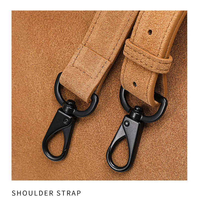 Aidrani Echtes Leder Amerikanische Retro-Wildleder-Handtasche für Damen, Große Motorradtasche, Hochwertige Pendler-Handtasche – Detail 14