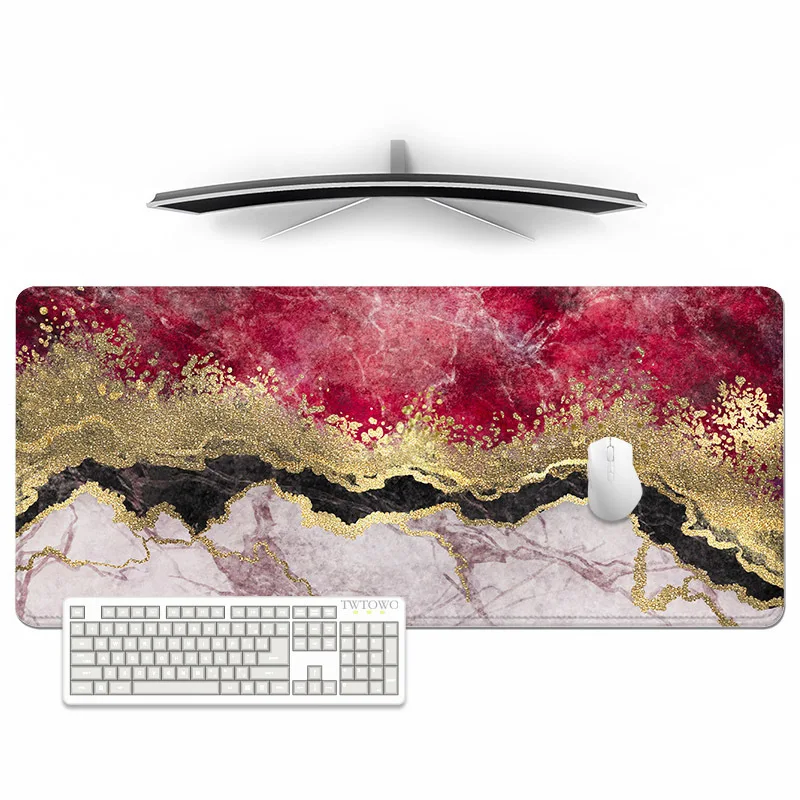 Red Gold Marble Mouse Pad Gamer XL Large New HD Mousepad XXL Playmat Natural Rubber Office Non-Slip Soft PC Mice Pad Mouse Mats