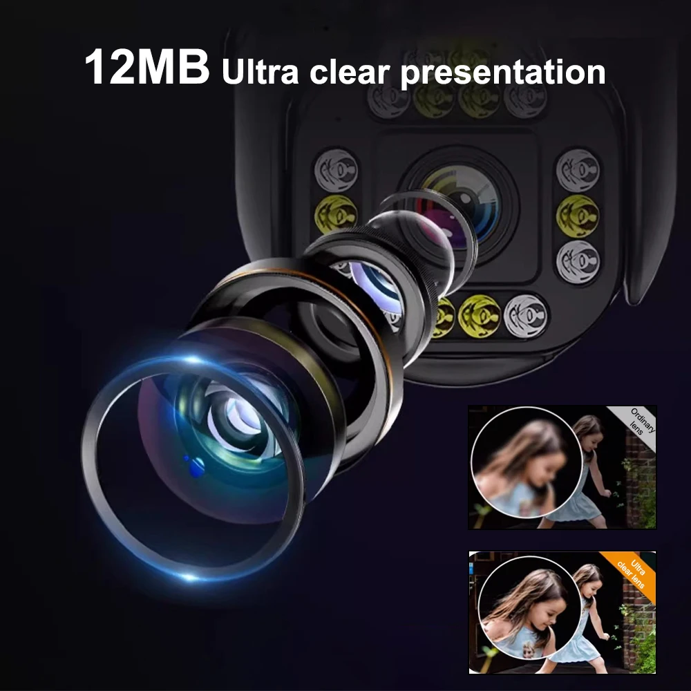 12MP 5K HD واي فاي كاميرا IP في الهواء الطلق 10x التكبير اثنين عدسة شاشة مزدوجة كاميرا متحركة تتبع السيارات أمن الوطن CCTV كاميرا مراقبة #5