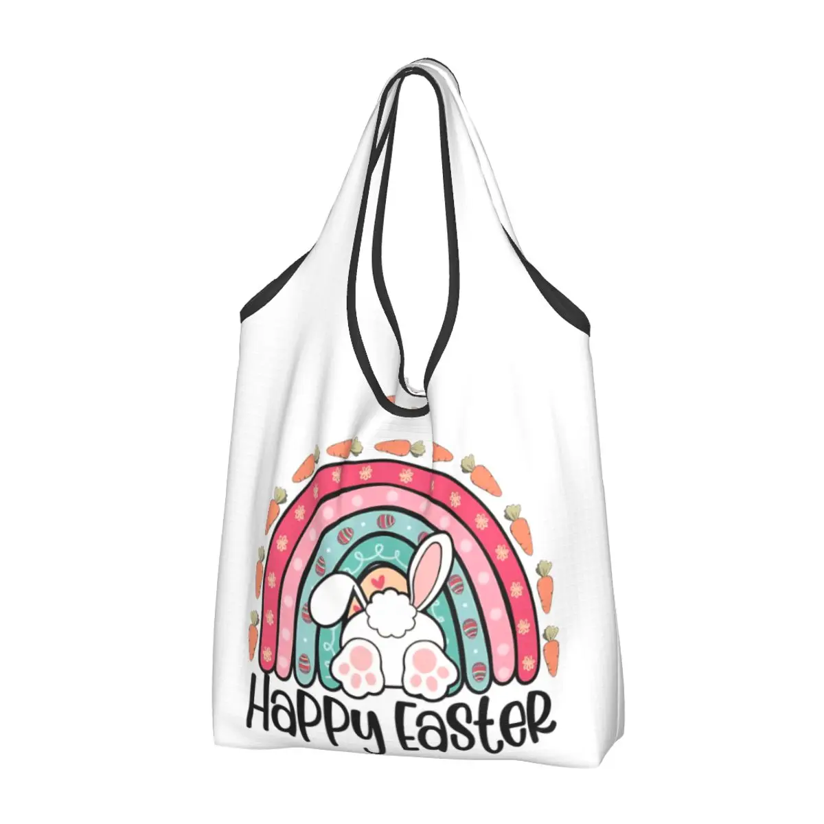 

Многоразовые складные сумки для покупок с изображением пасхального кролика, выдерживающие вес до 50 фунтов, экологичные и прочные.