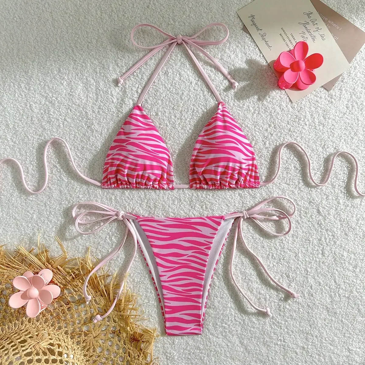 

2025 New Style Two-Piece Swimsuit Simple Luxury Strap Bikini Sexy Halter Neck Three-Point Hottie Swimwear for Women