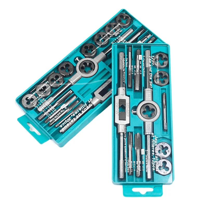 12/20pcs Metric Tap and Die Set Industrial Carbon Steel Thread Cutting Kit Screw Threading Tools for Metalworking & Repair Set