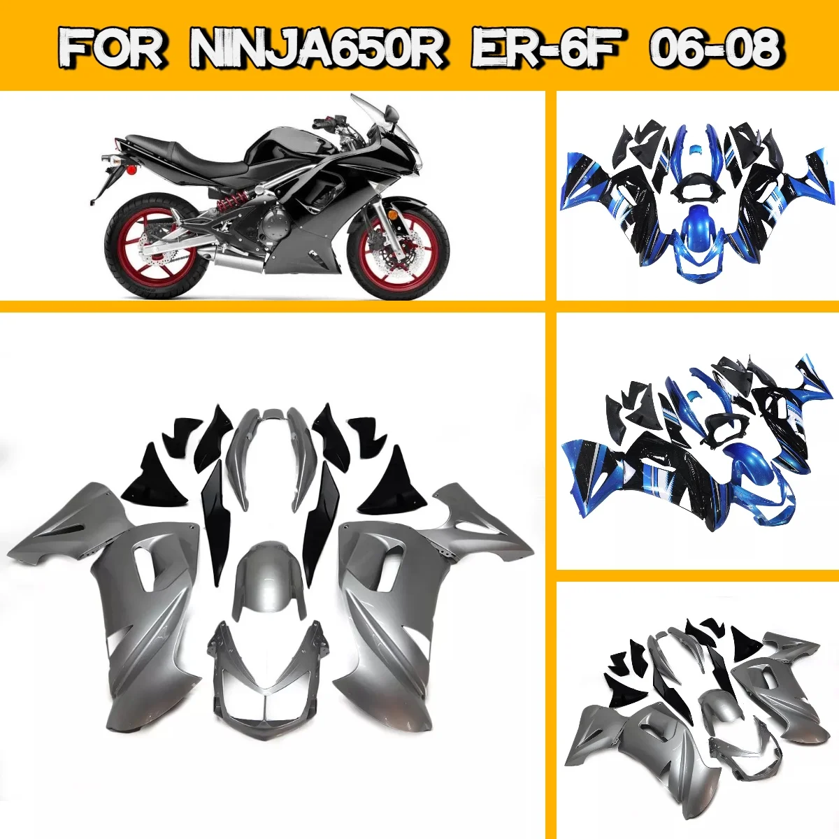 

2006 2007 2008 Ninja650R Custom Painting Fairings Kit for 06 07 08 Kawasaki Ninja 650R ABS Plastic High-Quality Fairing Set
