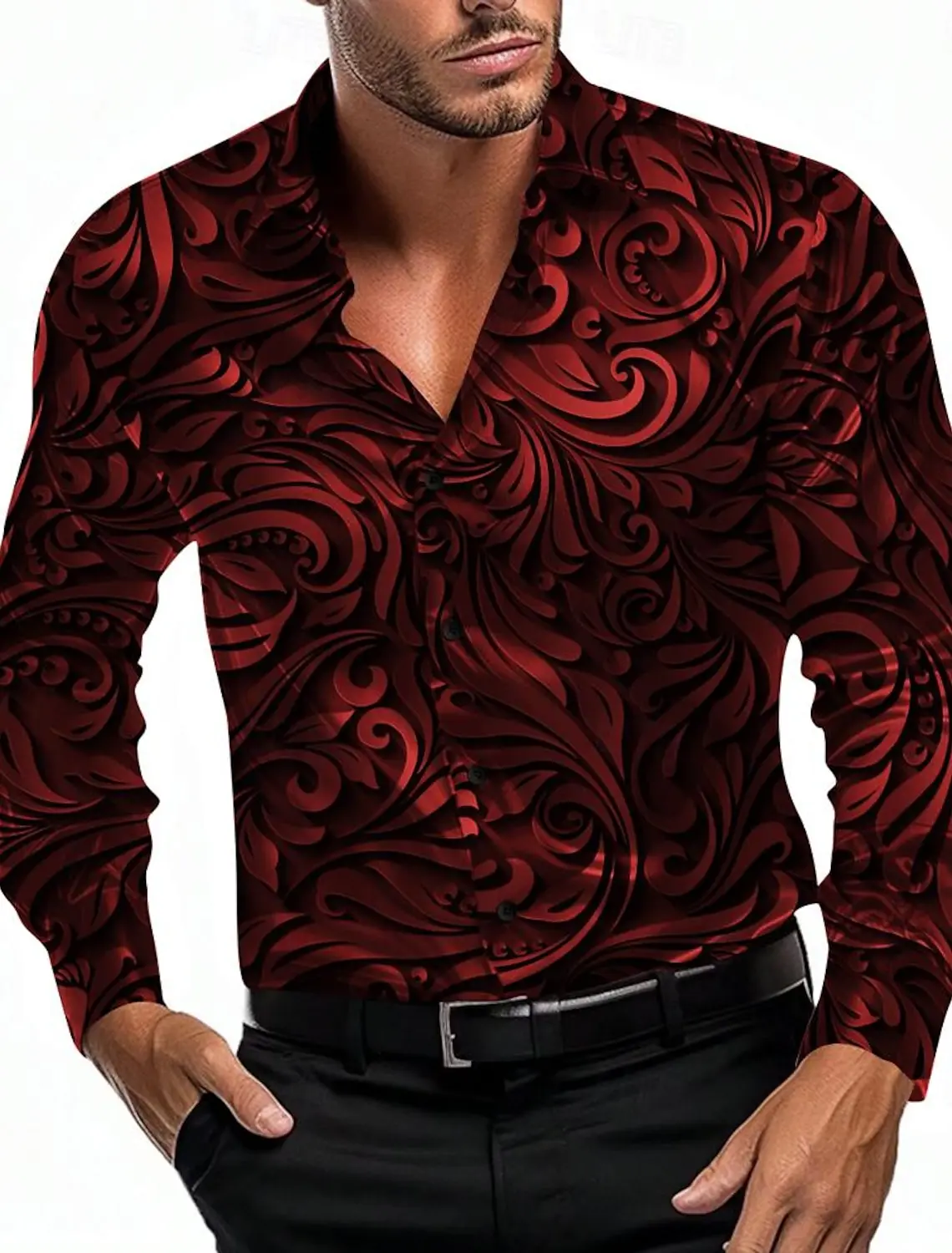 Bloemenpatroon Mode Casual Heren Shirt Met Lange Mouwen Formeel Shirt Feest Avond Zomer Lente Herfst Revers Lange Mouw