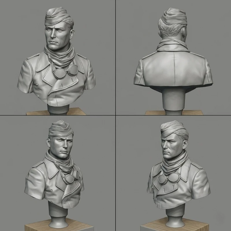 

Масштабная модель-бюст из литой смолы 1/10: Немецкий танковый экипаж, в разобранном и неокрашенном виде