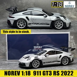 NOREV 1:18 Porsche 911 GT3 RS 2022 Metal car model Static Collection Holiday Gift Collection