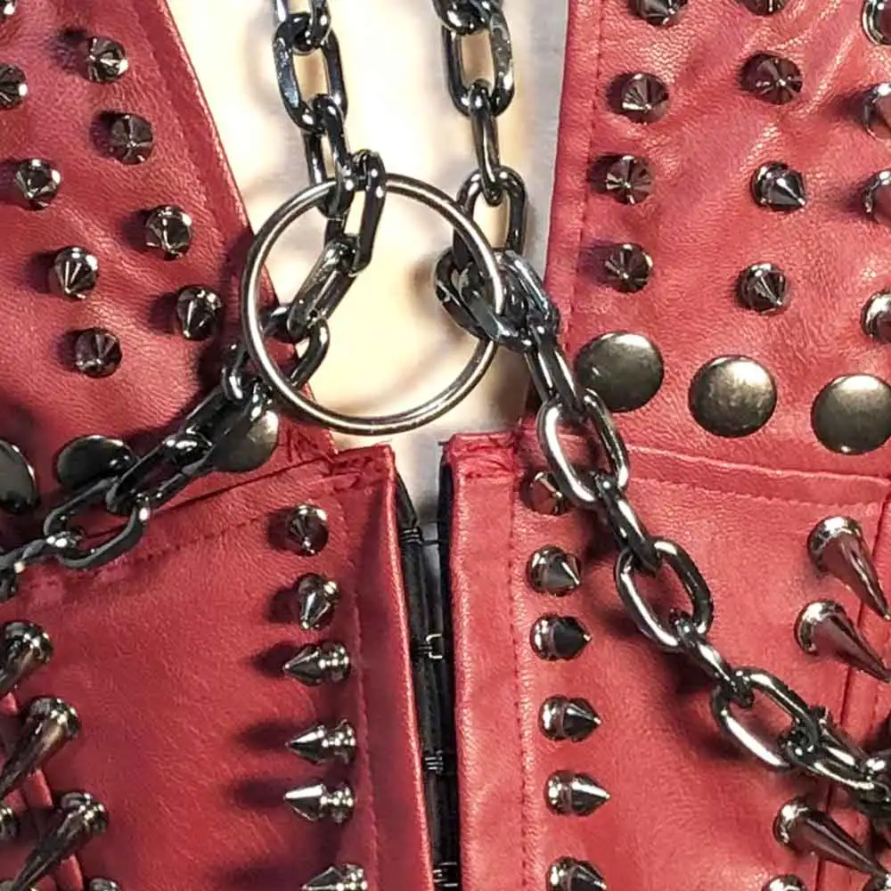 Goth Tops PU leather Black Alternative Rave Spike Punk Rock Clothes Festival Spiked Gothic Tank Emo Clothing Y2K Chain Grunge
