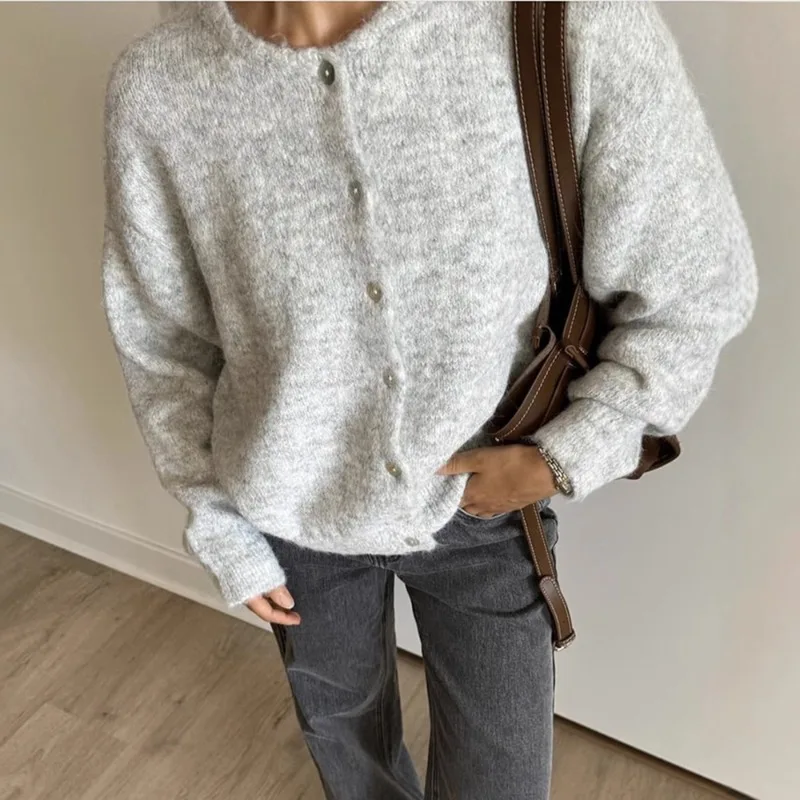 Tuularose frauen Herbst Strickjacke Mode Vintage Solide Single-Taste Strickjacke Casual Chic Übergroßen Streetwear Weibliche Pullover