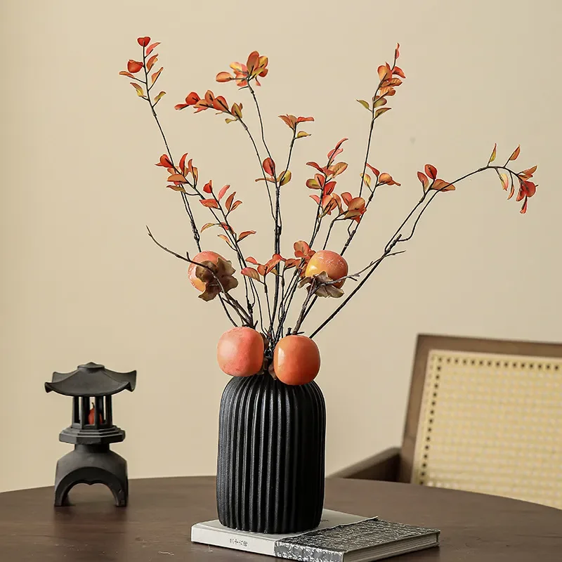 for Living Room Vase Ornament Simulated Persimmon Fake Flower Arrangement TV Cabinet Entrance Decorative Water Flower Display
