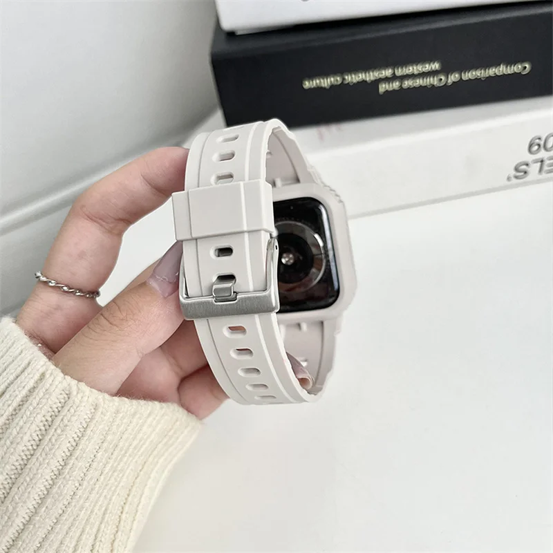 Case+Strap For Apple Watch Silicone Band For iWatch Series Ultra 8 7 6 SE 5 4 Protective Cover Bracelet 49mm 45mm 44mm 41mm 40mm