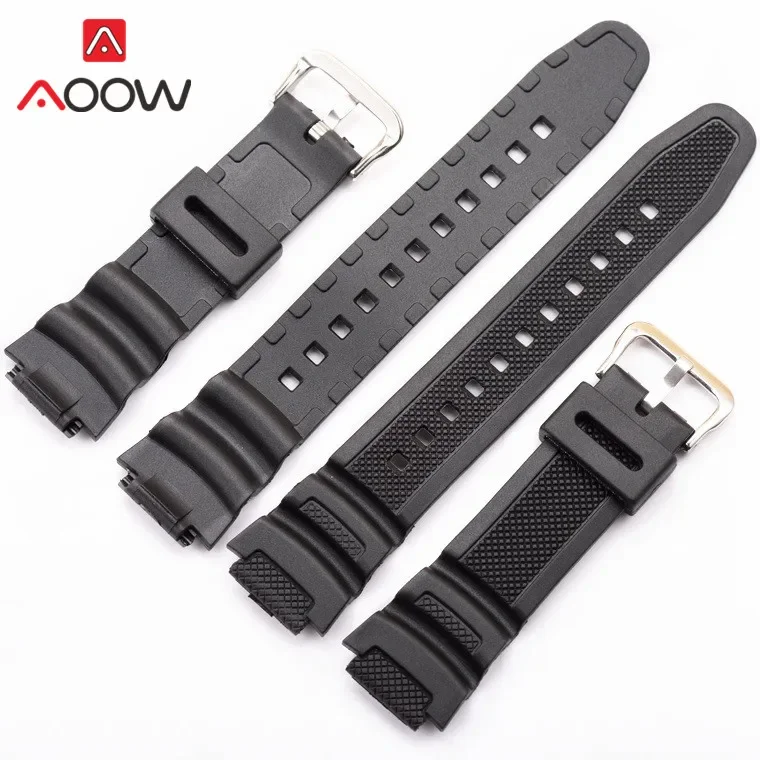 Rubber Strap for Casio AE-1200WH AQ-S810W MRW-200 SGW-400H Stainless Steel Buckle Men Black Replace Bracelet Watch Band 18mm