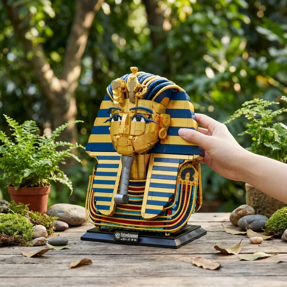 1603pcs Technical Pharaoh Golden Mask Building Blocks, MOC Egyptian Sphinx Brick Model, Mythology STEM Toy, Desktop Ornament view 3