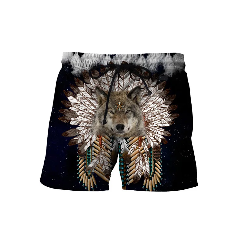 

3D Indian Wolf Print Clothing Fashion Men Women Shorts Plus Size S-7XL Streetwear Pants Cargo Shorts Men Basketball Summer