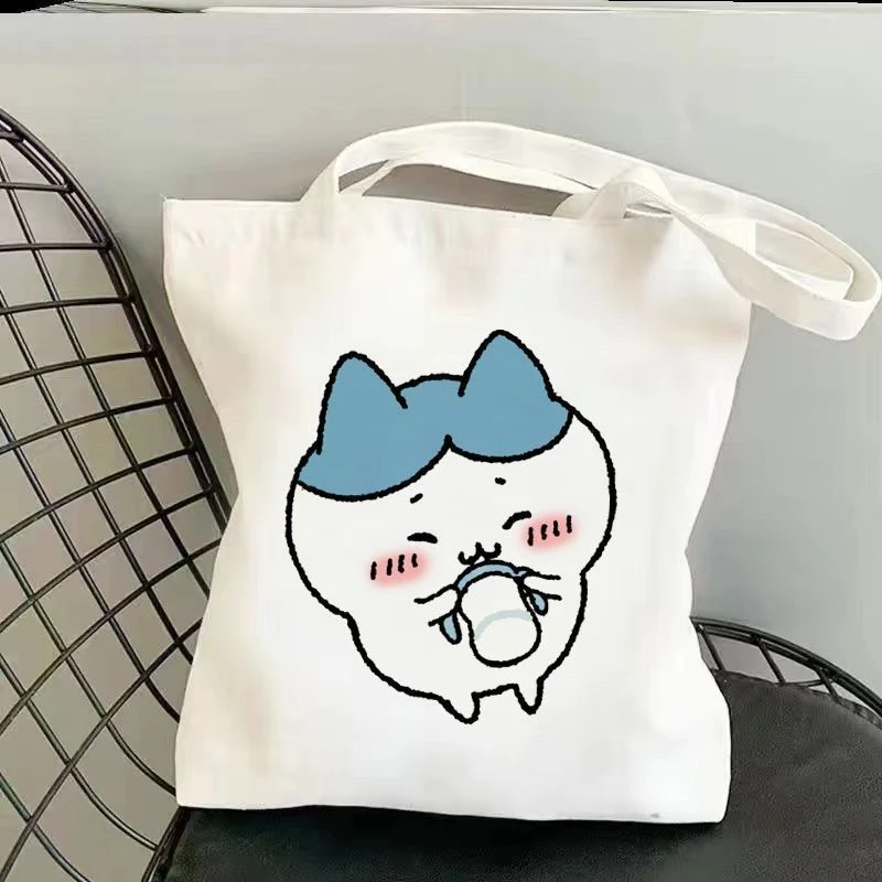 Kawaii Chiikawa Einkaufstasche, faltbar, große Kapazität, Einkaufstaschen, ästhetische Mode, ECO Canvas, wiederverwendbare Canvas-Umhängetasche, Geschenk