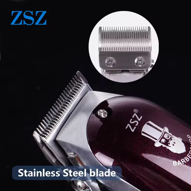 F-52 Professional Salon Cordless ZSZ Rechargeable Adjustable Factory Price OEM Barbershop Cordless Metal Hair Clippers
