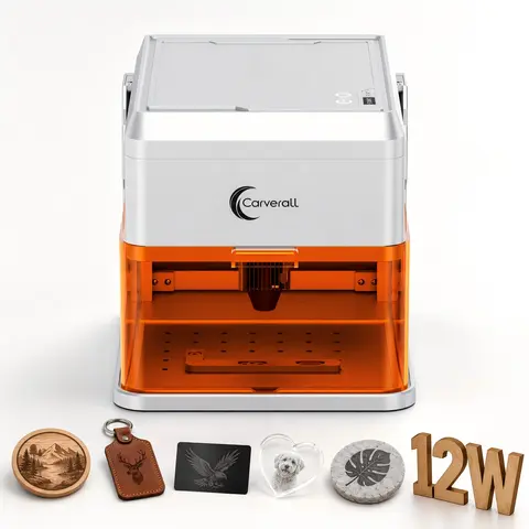 Carverall A1 Pro Laser Engraver Cutter with HD Camera, 7W/12W Diode Laser Machine, Class 1 Enclosed, 15000mm/min High Speed, 3-Level Height, WiFi App Control, for Wood Leather Metal Acrylic, Home DIY Small Business