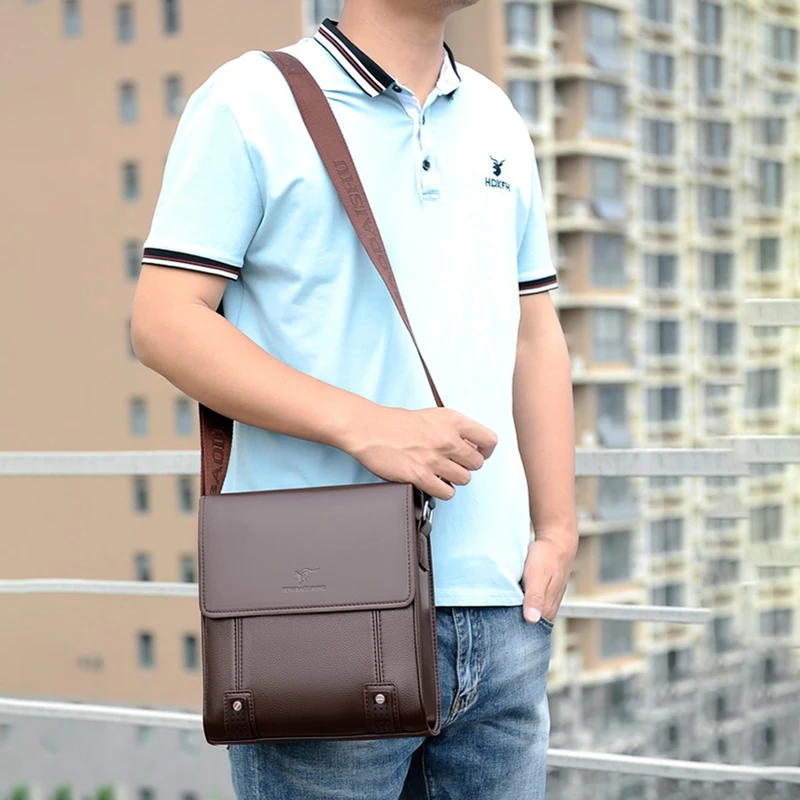 Men'S Shoulder Bag PU Leather Purse Side Cross Sling Messenger Cell Phone Crossbody Square Satchel Tote Caddy Essentials Bag