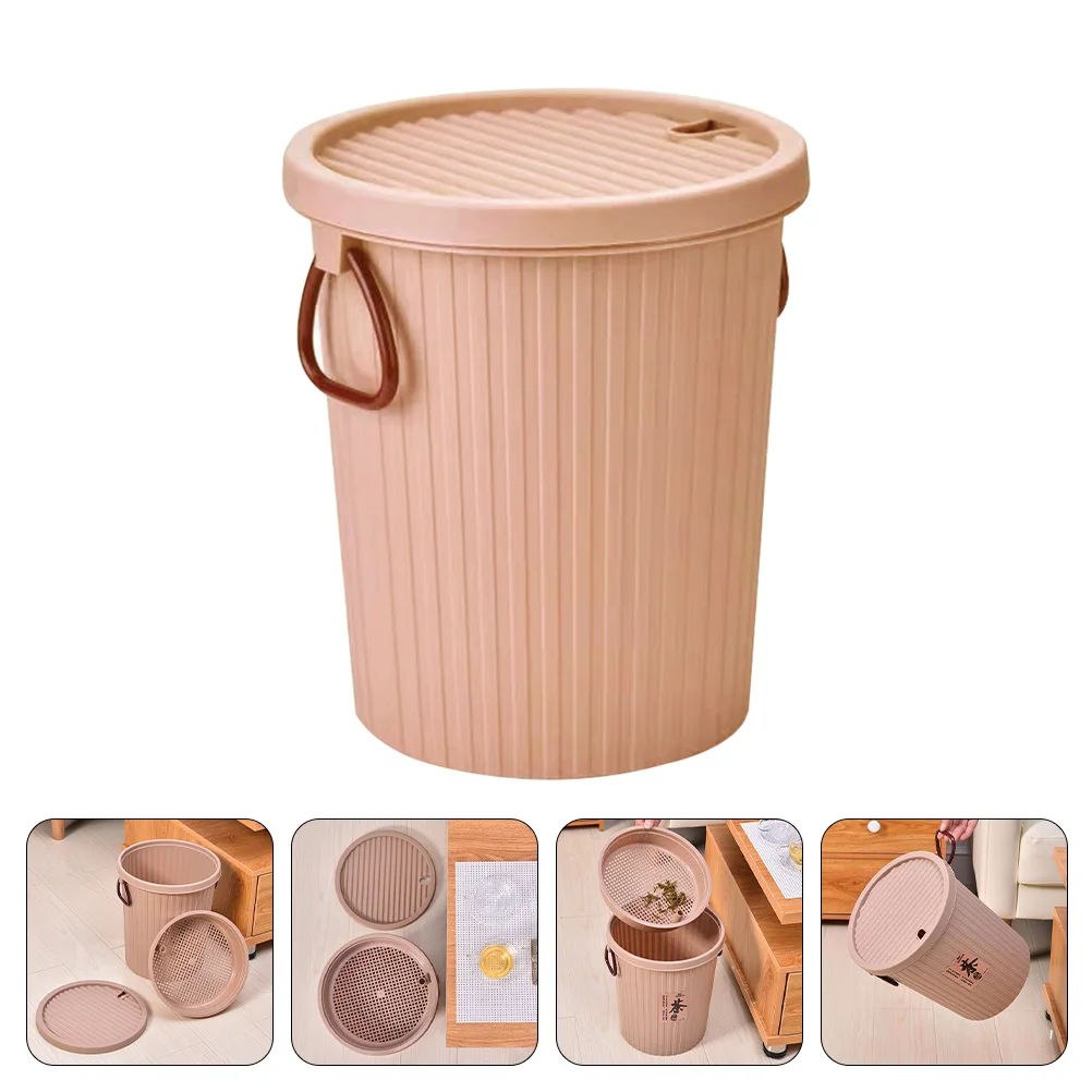 

Modern Tea Residue Bucket With Lid Portable Home Office Storage Tea Waste Trash Can Plastic Dustbin Household Cleaning Tool
