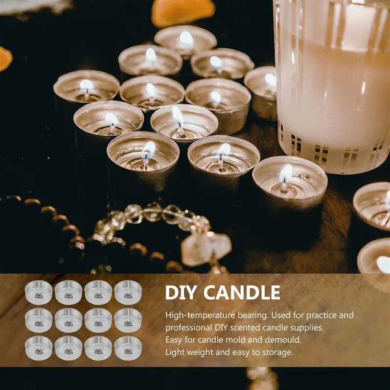 100 Sets Refillable Tealight Tin Refillable Container Bead Cup Tealight Tins Eye Shadow Tin