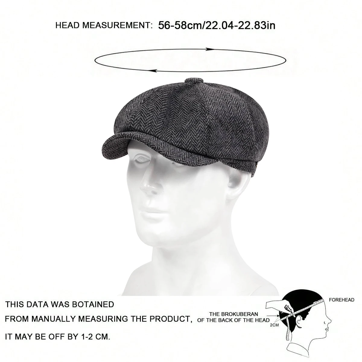 Winter-Flatcap aus Wolle, Vintage Achteckmütze, Herren Cabbie-Mütze, Ivy-Ohrenmütze, Irische Jagdmütze mit Ohrenklappen, Herren Newsboy-Mütze – Detail 7