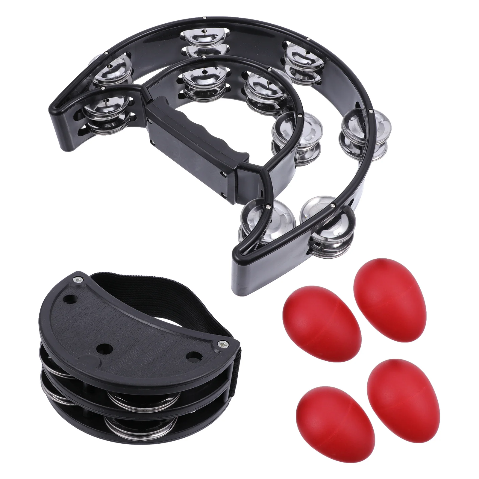 6 Stuks Handheld Voet Tamboerijn Set Dubbele Rij Metalen Bekkens Helder Geluid Percussie Instrument voor Karaoke Party Games