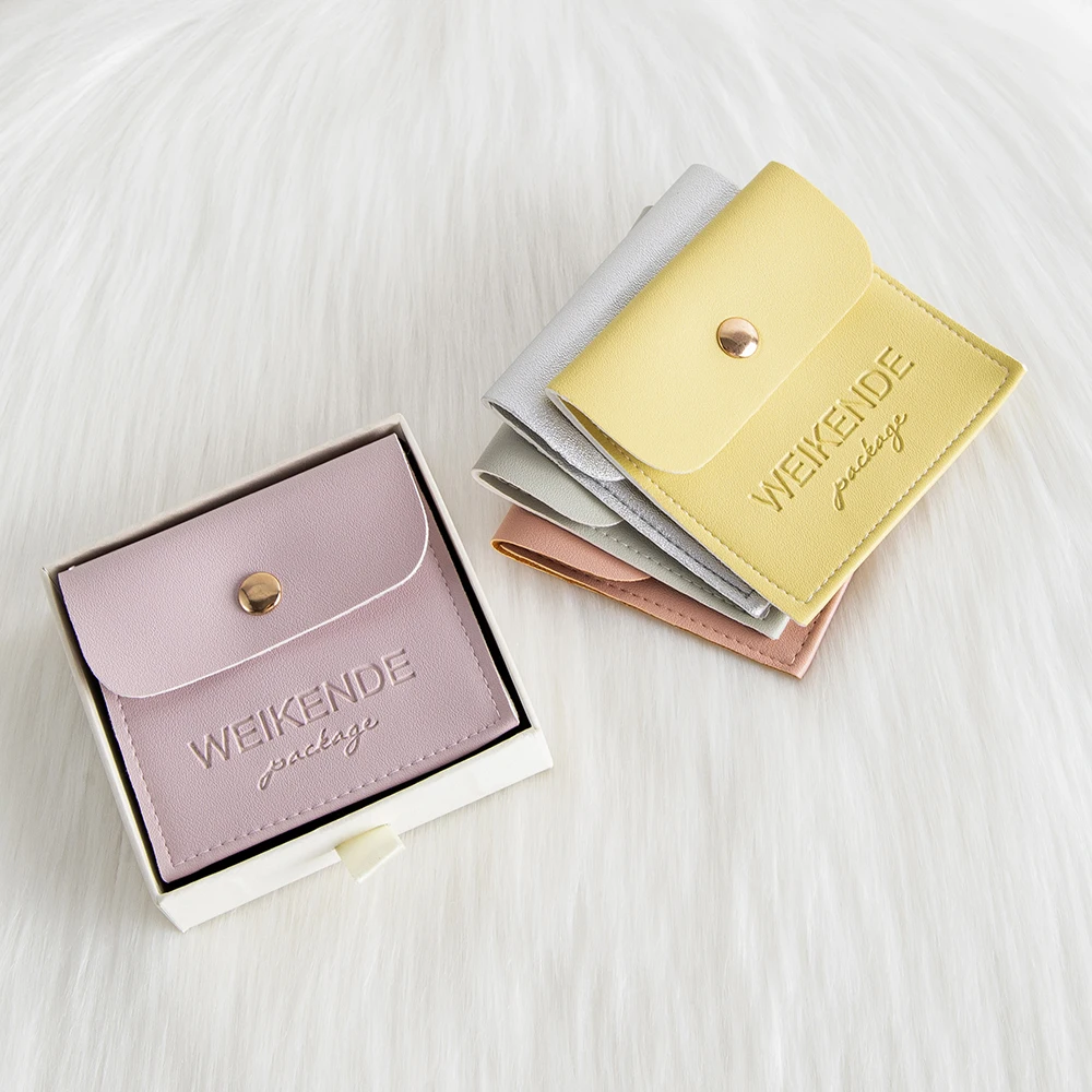 

50Pcs Jewelry Pouch 9x9cm PU Leather Small Jewelry Bags Soft Package Gift Storage Bag Travel Sack for Rings Necklace Bracelet