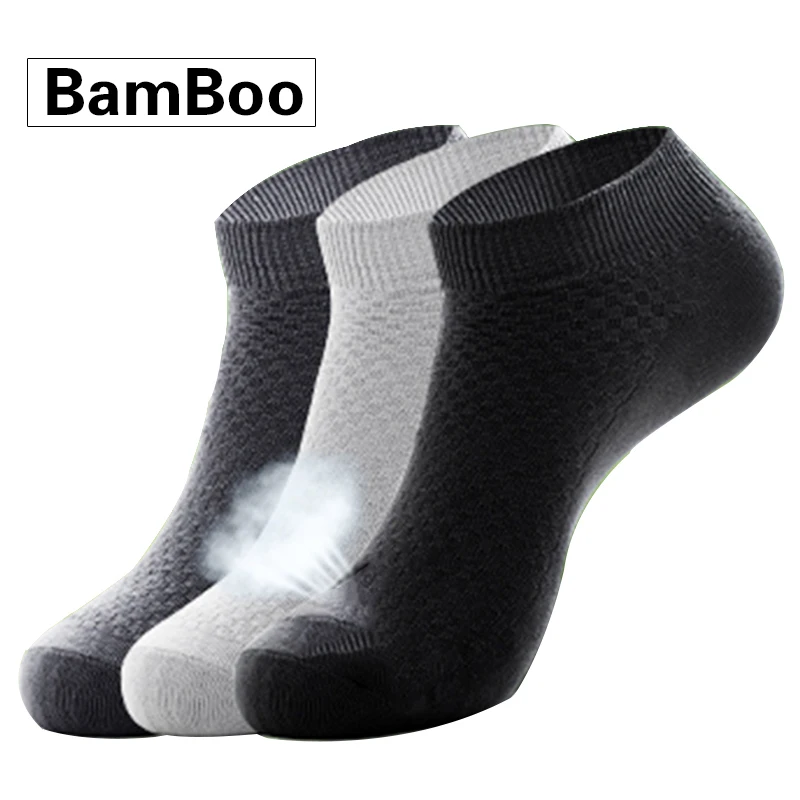 5Pairs/Lot Men's Bamboo Fiber Socks Business Short Breathable Ankle Socks Male Sock High Quality Large Size EU38-44