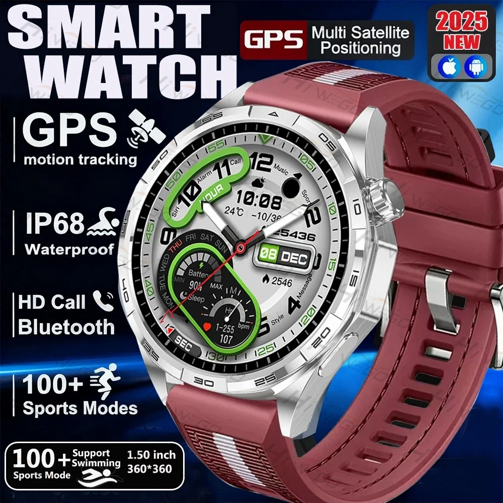 2025 New Watch GT6 Pro High-end Smartwatches Sapphire Glass Screen Build-in GPS Compass Men 3ATM Waterproof Sports Smart Watch