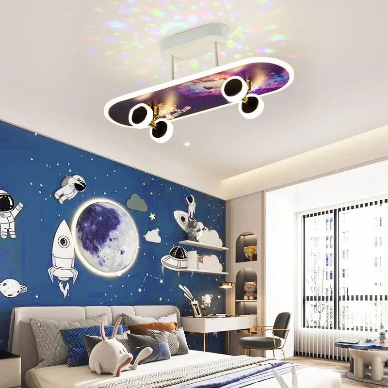 Creative Skateboard Ceiling Lights Nordic New Designer Children\'s Room Lamps Modern Boy Girl Living Room Cartoon Decor Lighting