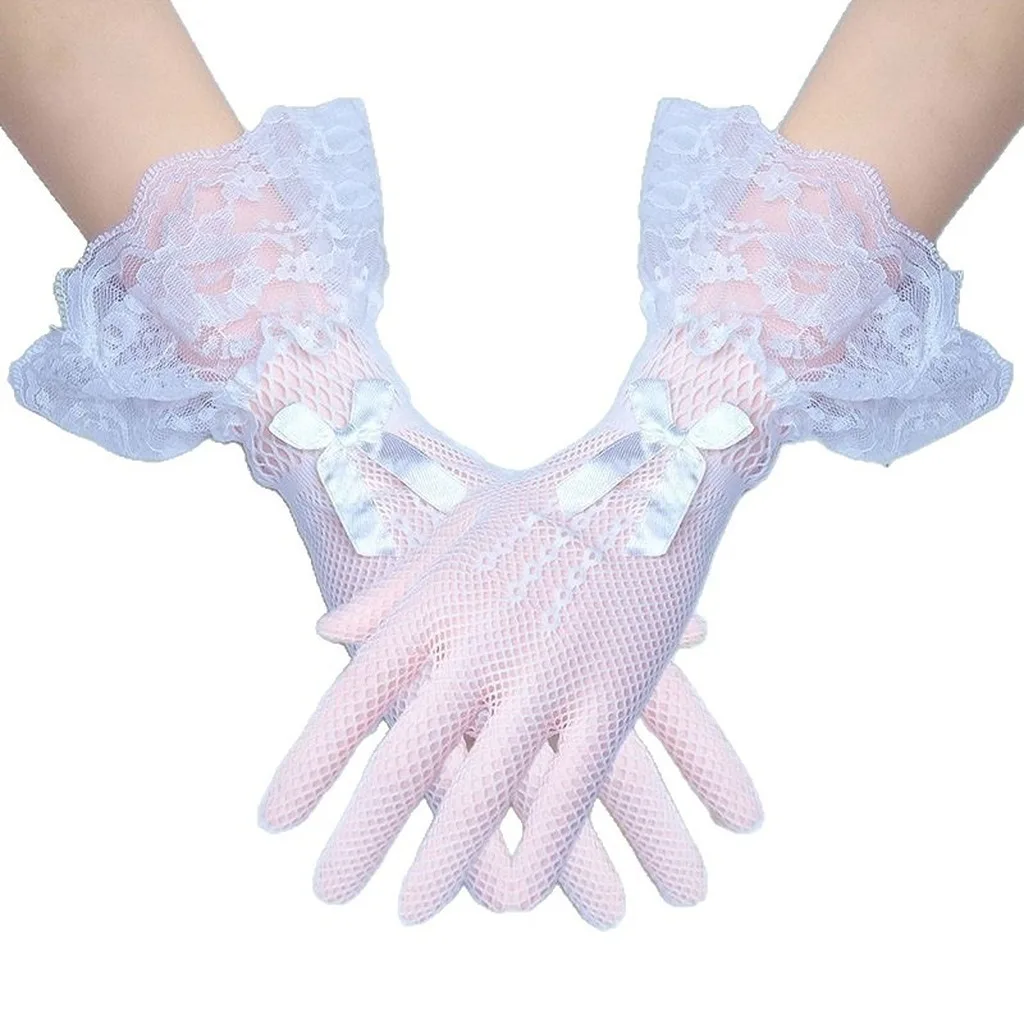 Decorative Gloves Decorative Satin Bow Gloves Fishnet Lace Gloves Full Finger For Formal Gowns Stage Performances Formal Outfits