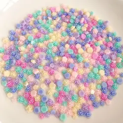 50PCS Solid Color Camellia Nail Art Decorations 3D Light Color Series Small Fresh Resin Flowers Nail Charms Accessories for DIY