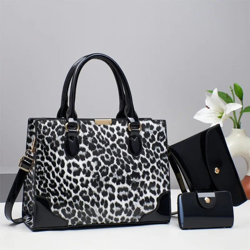 

Fashion Leopard Print Handbag Large Capacity 3Piece Set Women's Shoulder Commuting Bag High-quality Women's Crossbody Tote Bag