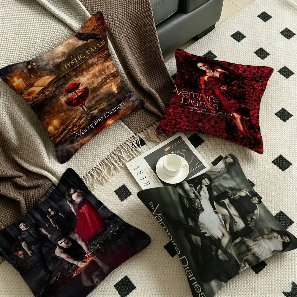 The Vampire Diaries Damon Pillow Covers Cartoon Sofa Decorative Home Double-sided Printing Short Plush Cute Cushion Cover