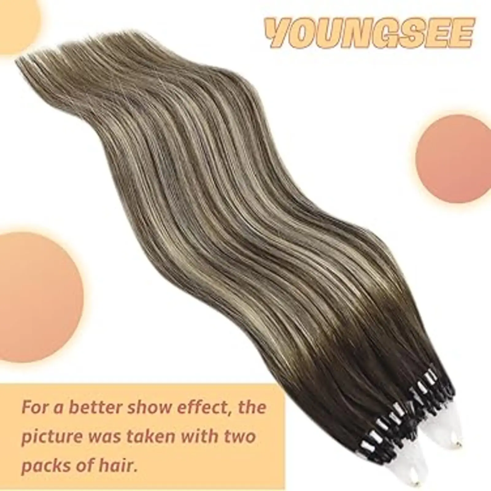 YoungSee Micro Link Hair Extensions Remy Hair Extensions for Women Cold Fusion 50G 14-24Inch Straight Micro Ring Hair