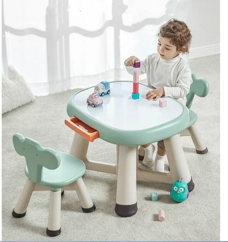 

Multifunctional Children's Table Baby Table and Chairs Set Student Desk with Spine Protection Kids Study Desk Dining Table