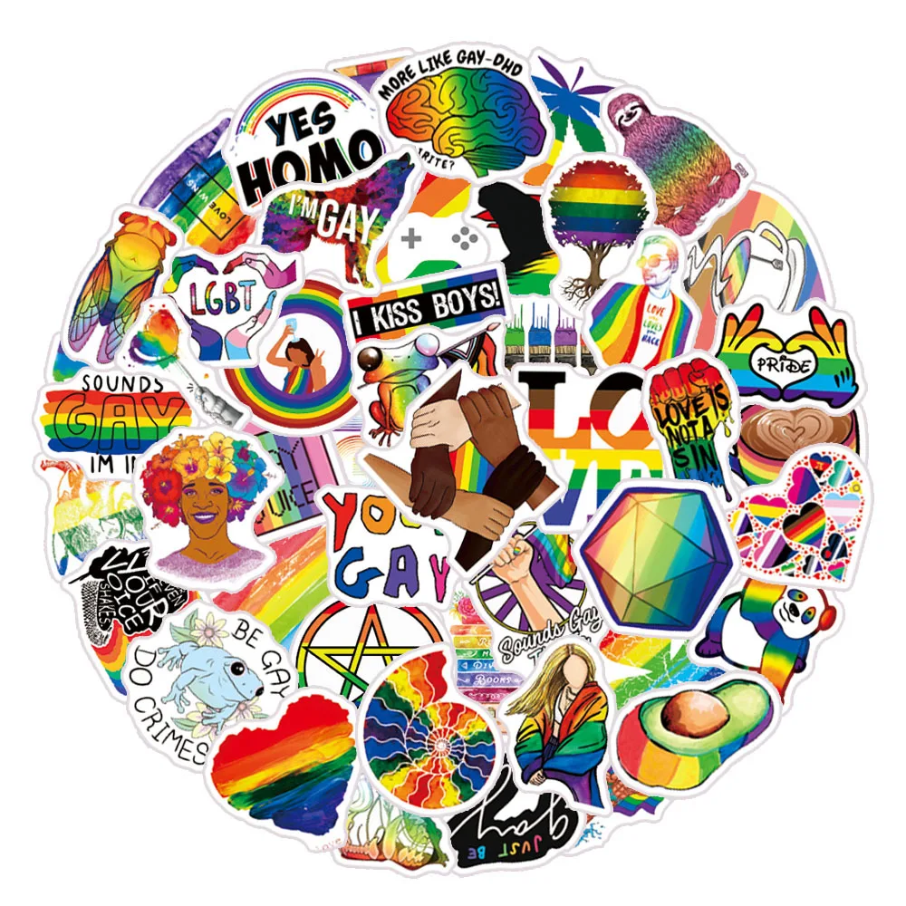 10/30/50PCS Rainbow LGBT Gay Pride Stickers DIY Skateboard Phone Laptop Luggage Suitcase Car Bike Wall Decals Sticker Toys Gift