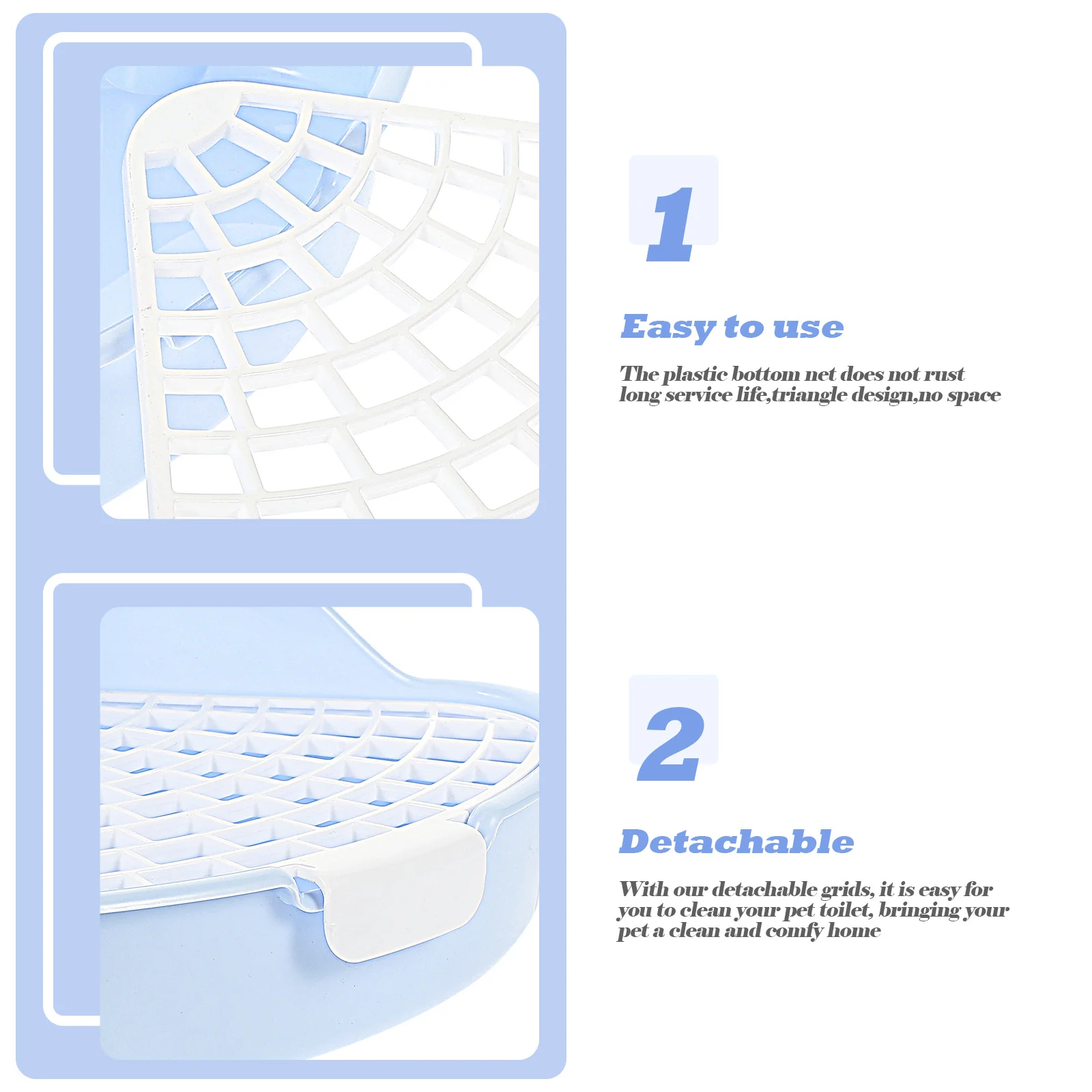 

Small Animal Litter Box Premium Pp Material Easy Clean Detachable Grids Plastic Bottom Mesh Rabbit Training Potty Bunny