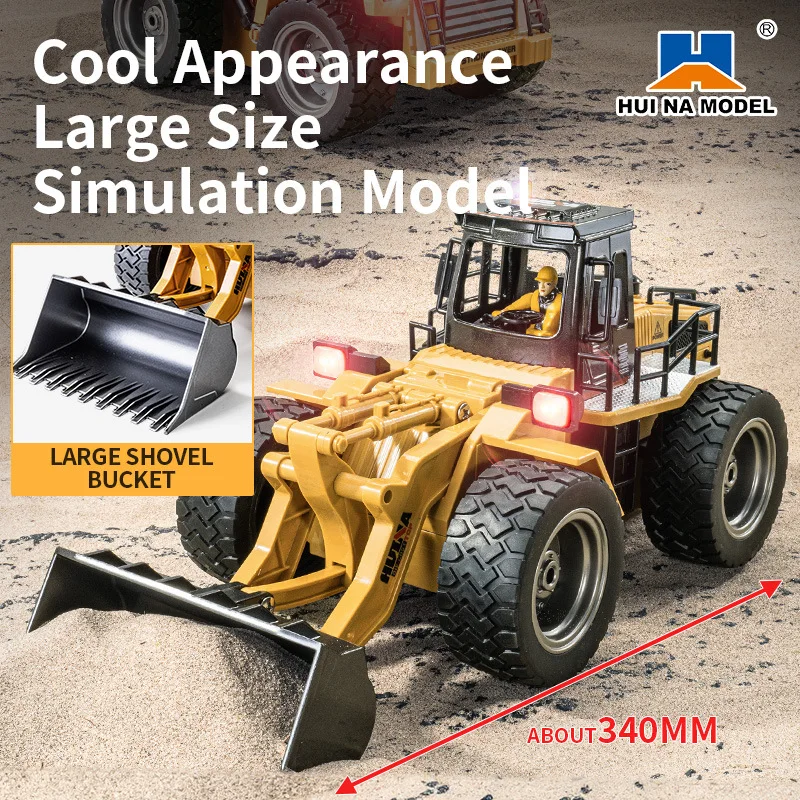 Huina 1520 1:18 RC Tractor Shovel Toy Rc Forklift Truck Engineering Car Toy Toys for Children Boy Toys Bulldozer Tractor Model