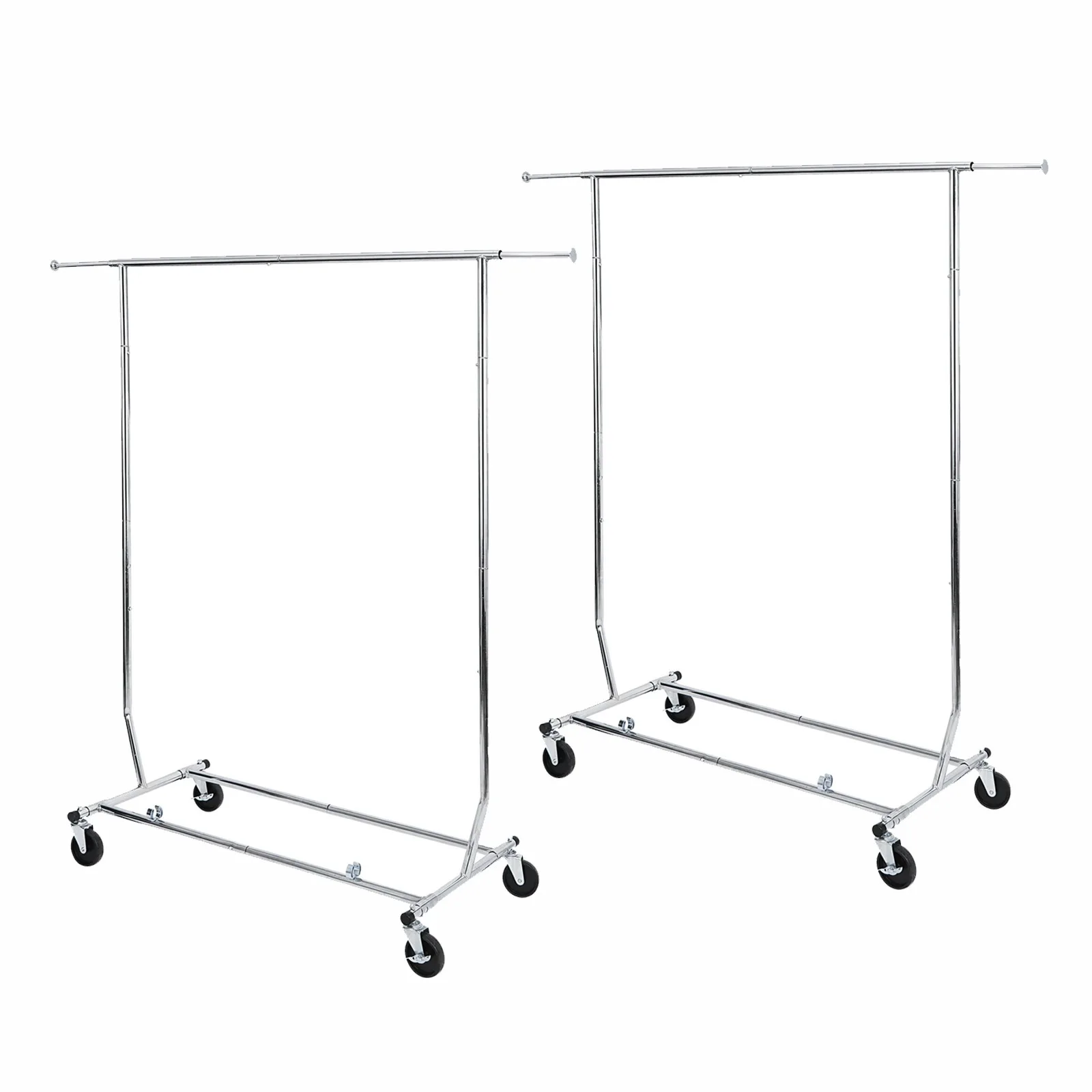 

US 2PCS Heavy Duty Rolling Clothes Garment Rack Clothing Stand Adjustable W/Wheel