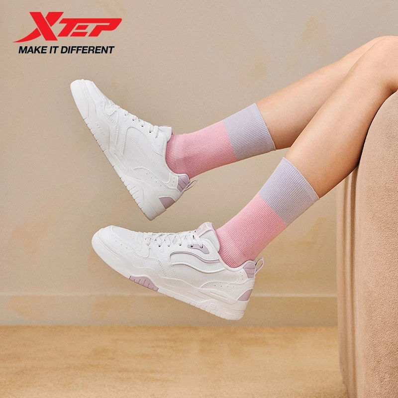 Xtep Haobai Skateboarding Shoes For Women Non-Slip Support Casual Shoes Soft Retro Fashion Vintage Chic Sneakers 874118310005