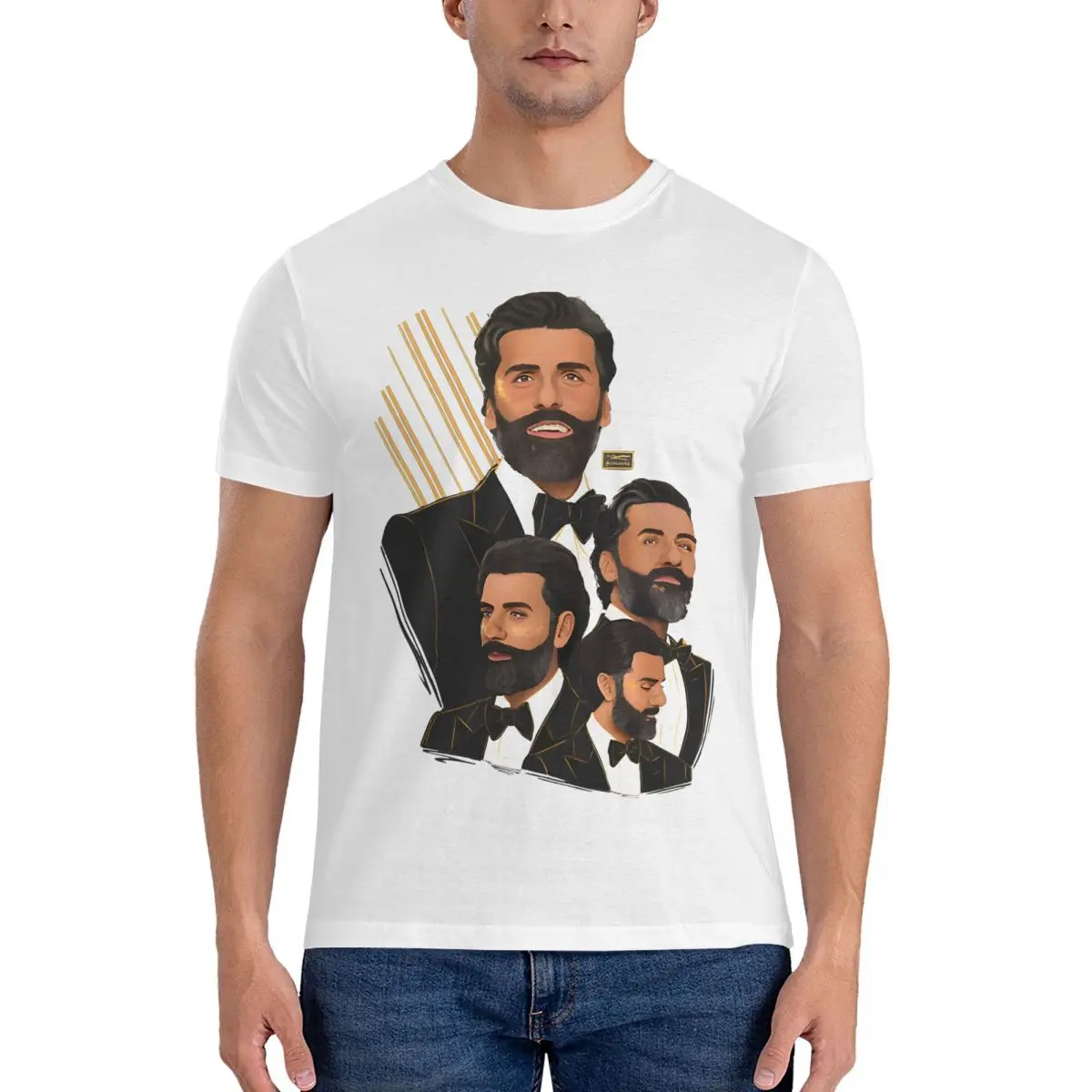 At The Men's T Shirts Oscar Isaac Leisure Tees Short Sleeve Crewneck T-Shirt Cotton Summer Tops