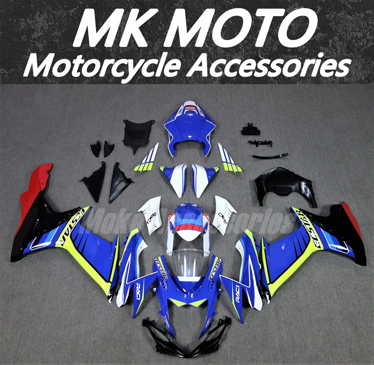 

Moke moto Fairings Kit Fit For Gsxr600/750 2011 2012 2013 2014 2015 2016 2017 2018 2018 2019-2022 2023 2024 L1 Neon Blue