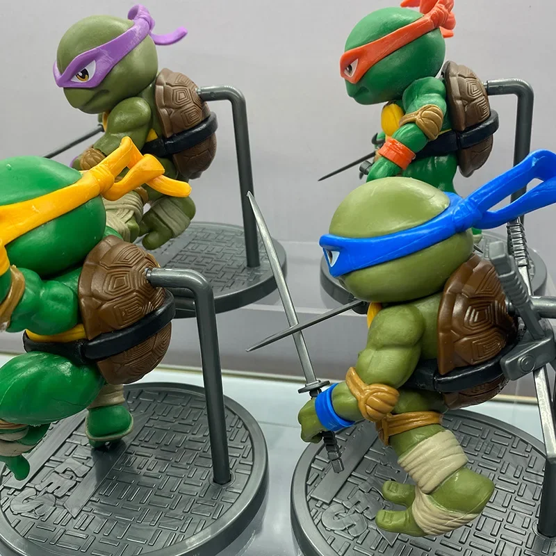 4pcs Teenage Mutant Anime Ninja Turtles Leo Raph Mikey Don Action Figures Anime Splinter Collection TMNT Movable Figures Toys