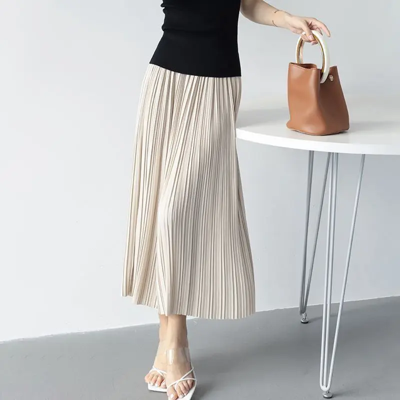 

Temperament and Thin High Waist New Skirt 2026 Spring and Summer Commuting Versatile Medium and Long A-shaped Pleated Skirt