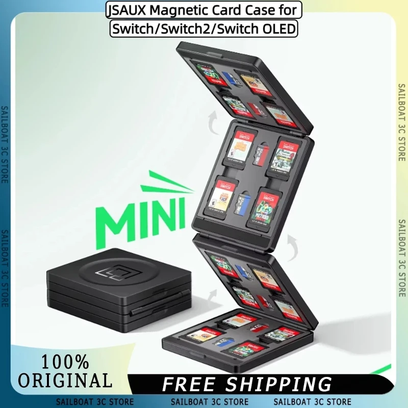 

Магнитный чехол для карт JSAUX для Switch/Switch2/SwitchOLED, вмещает 40 игровых карт и 40 карт MicroSD, из PC+ABS, легкий, прочный, аксессуар для игр