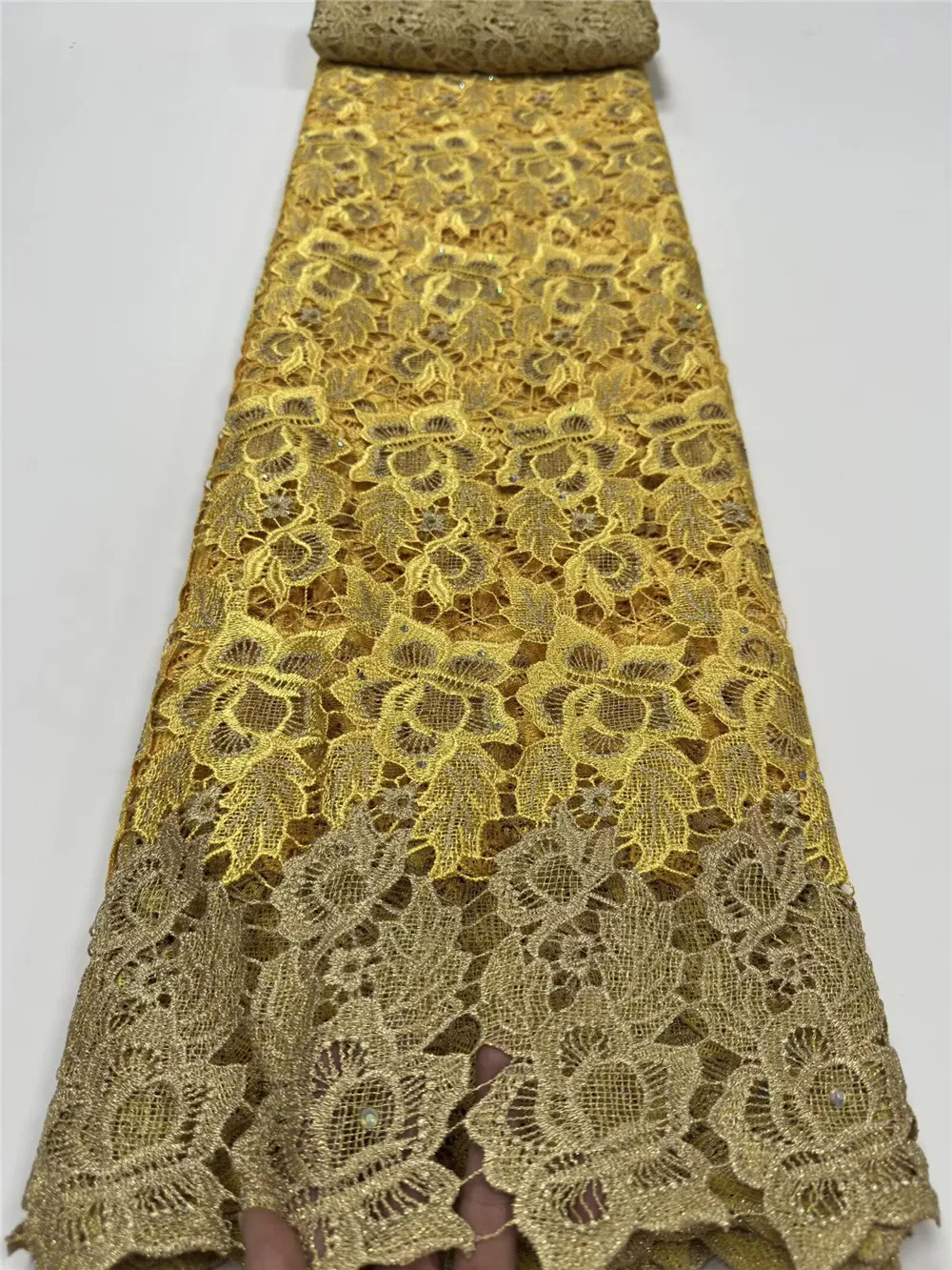 

5 Yards African Bicolor Guipure Cord Lace Fabric 2026 High Quality Nigerian Water Soluble Lace Fabrics For Women Wedding 17A18