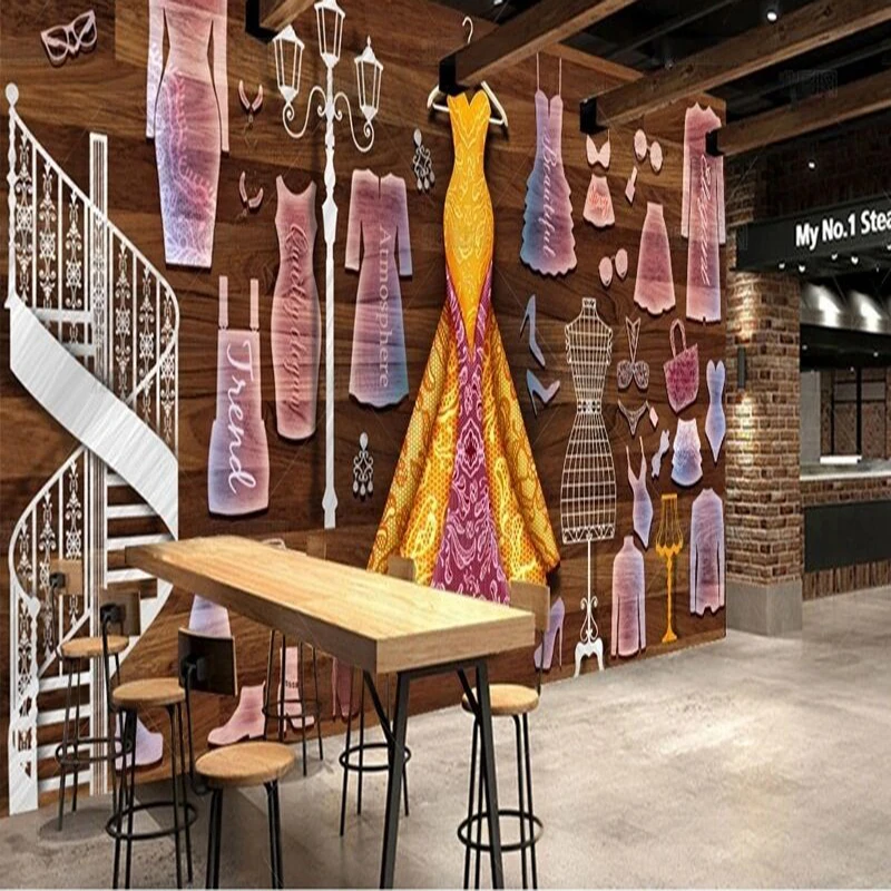 Nordic modern simple ultra-high-definition hand-painted high-end retro clothing store TV luxury home background wall paintings