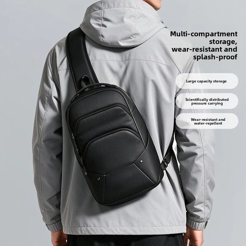 Business Crossbody Bag Waterproof Men's Shoulder Bags Chest Pack Large Oxford Side Bag for Men Leisure Satchel